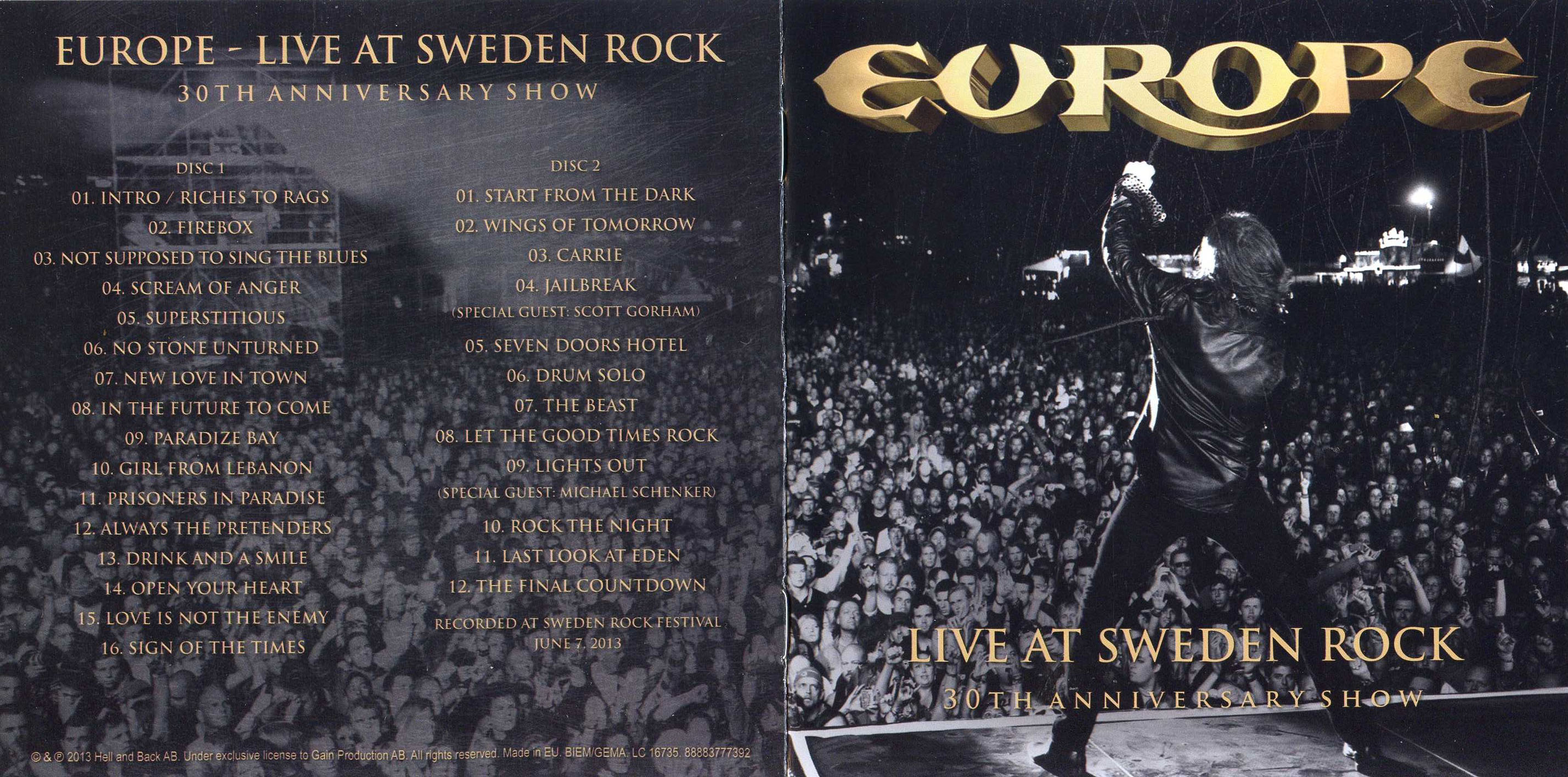 Europe  Live at Sweden Rock; 30th Anniversary : Front + Inlay